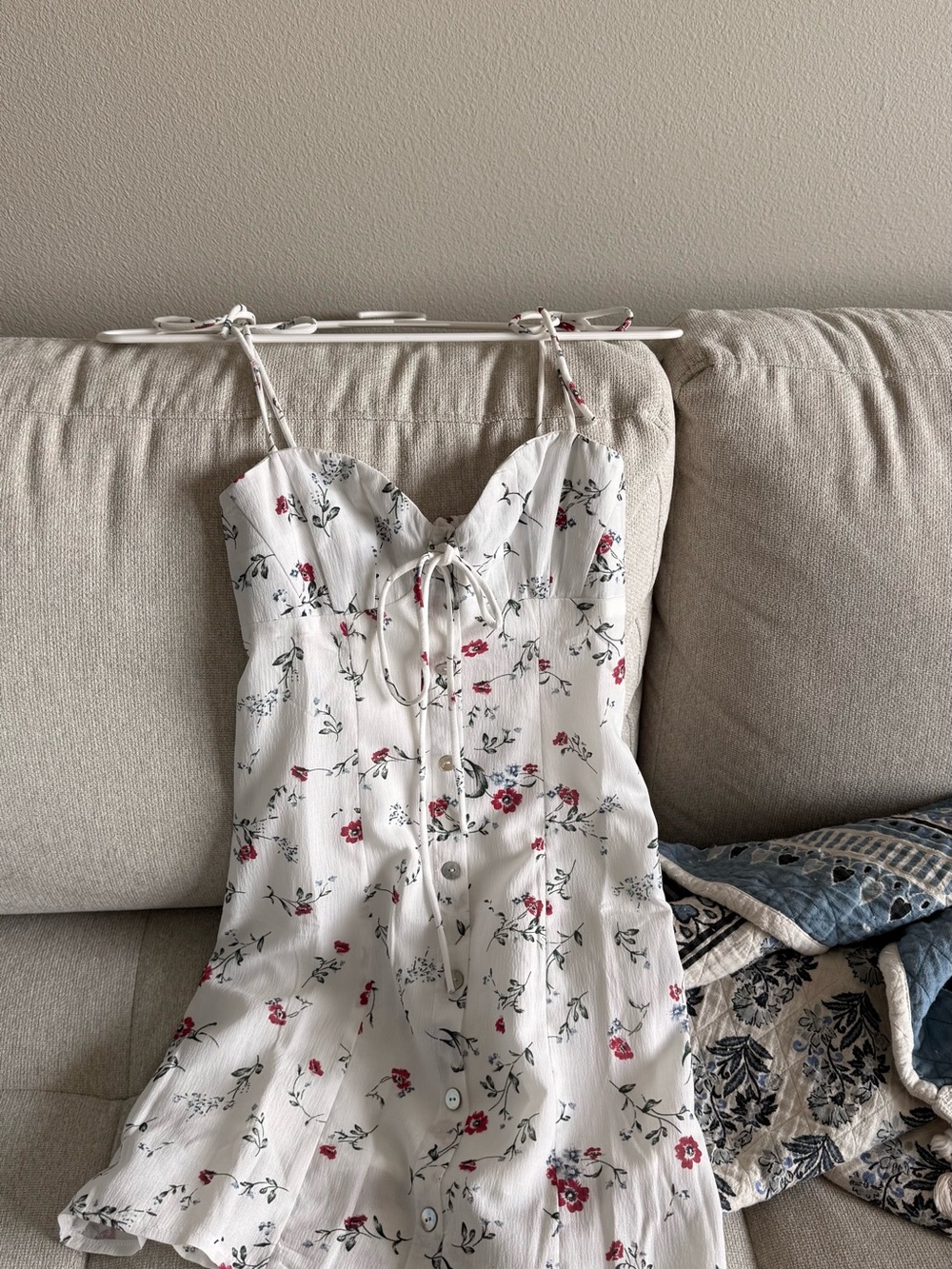 Princess Polly White Floral Tie-Front Mini Dress